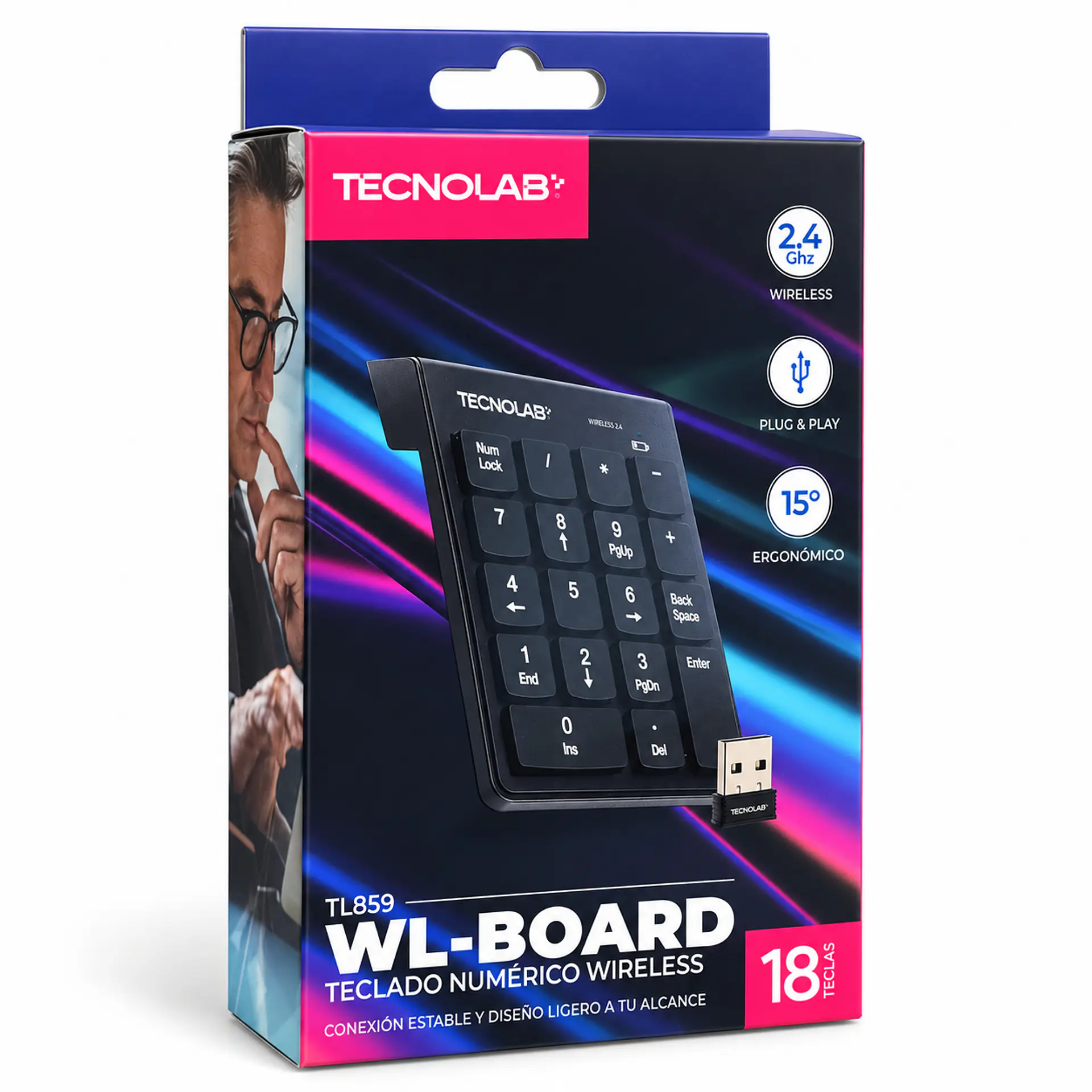 Teclado Numérico Inalámbrico Tecnolab TL859 18 Teclas 4