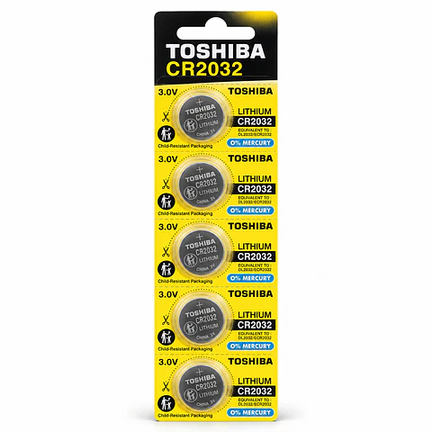Pack 5 Pilas CR2032 3V Toshiba Botón Litio