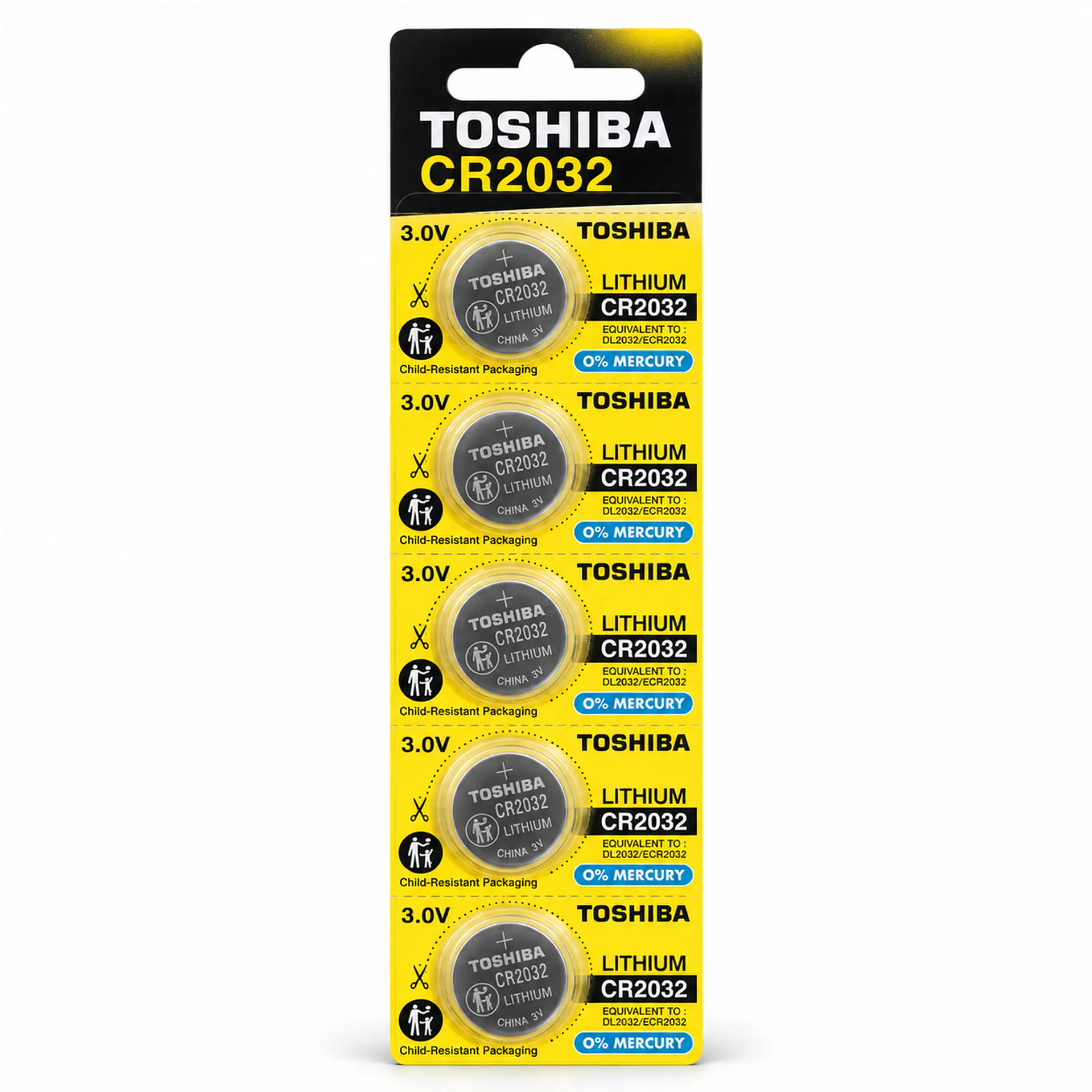 Pack 5 Pilas CR2032 3V Toshiba Botón Litio 1