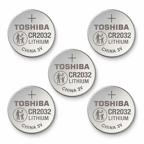 Pack 5 Pilas CR2032 3V Toshiba Botón Litio