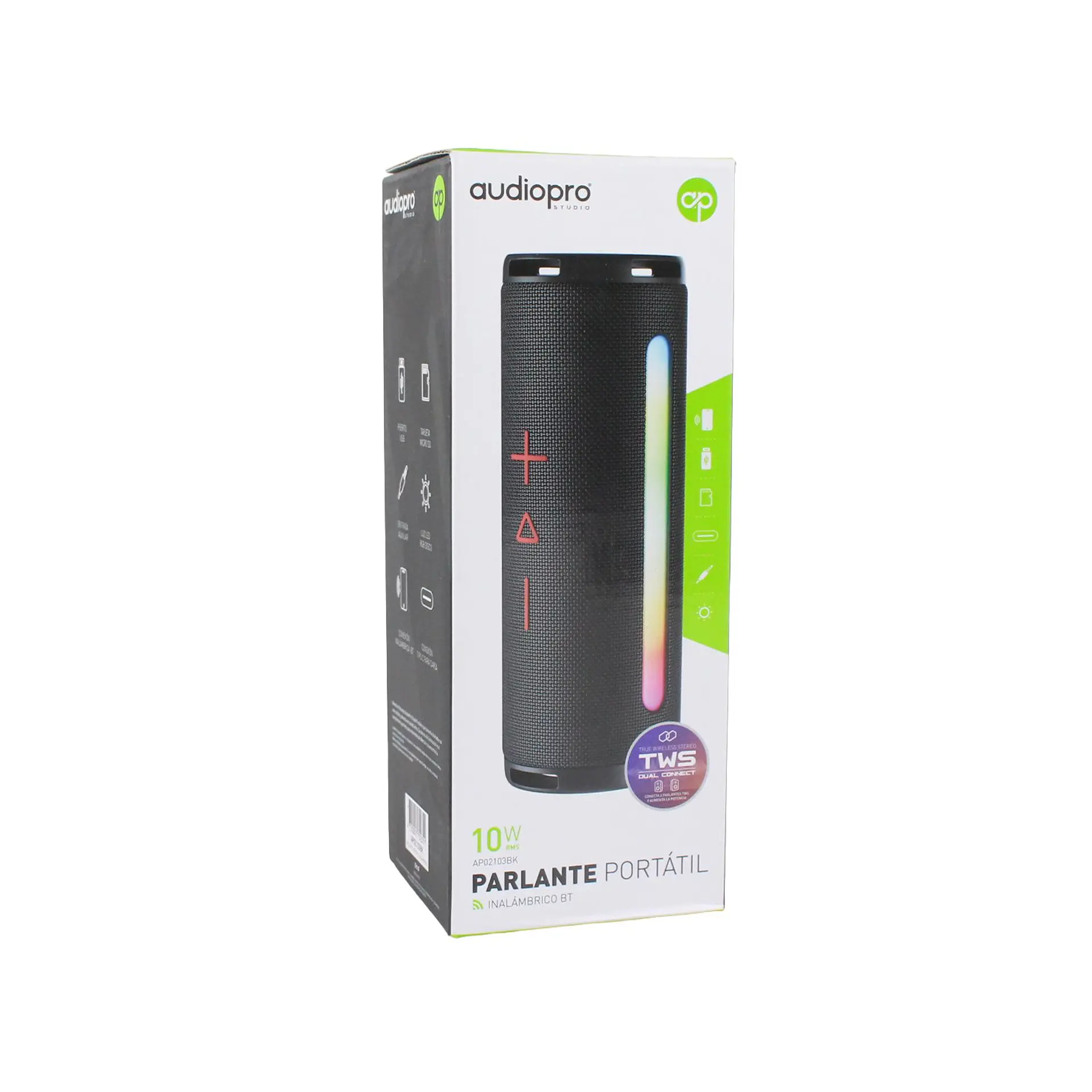Parlante AudioPro AP02103BK Bluetooth TWS con luces 4