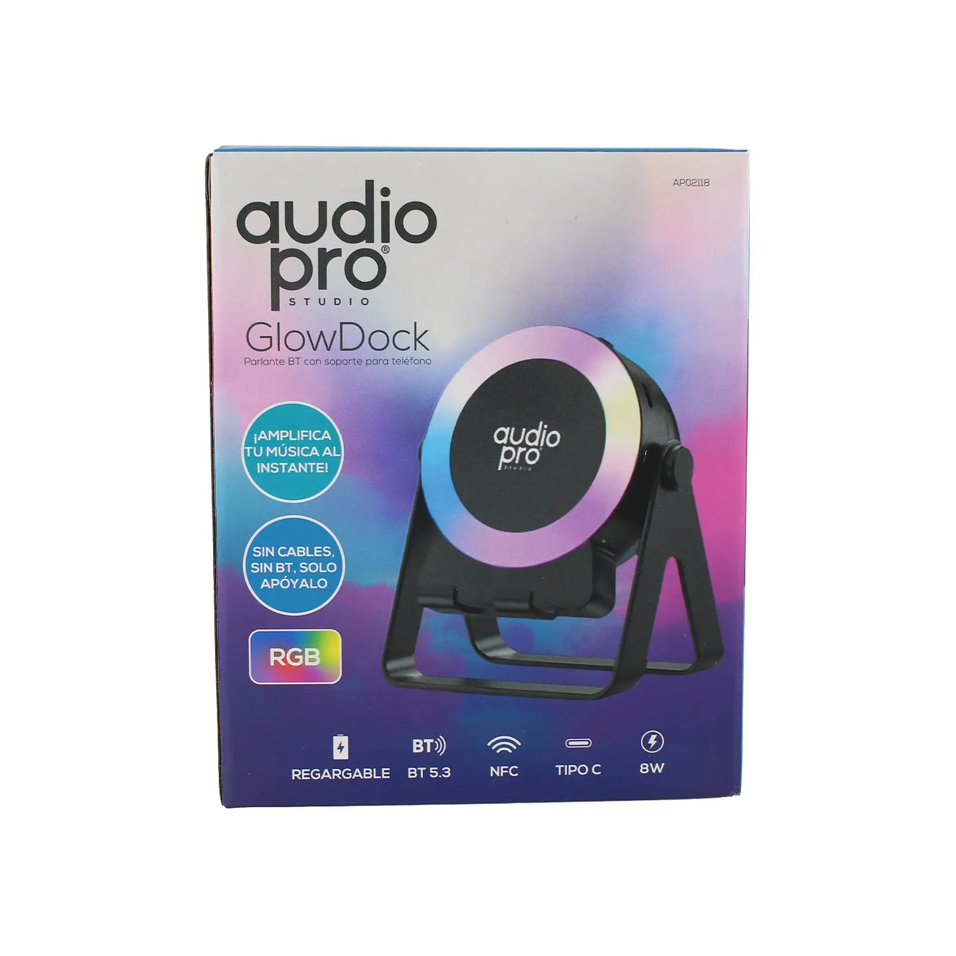 Parlante AudioPro AP02118 GlowDock RGB con soporte 8