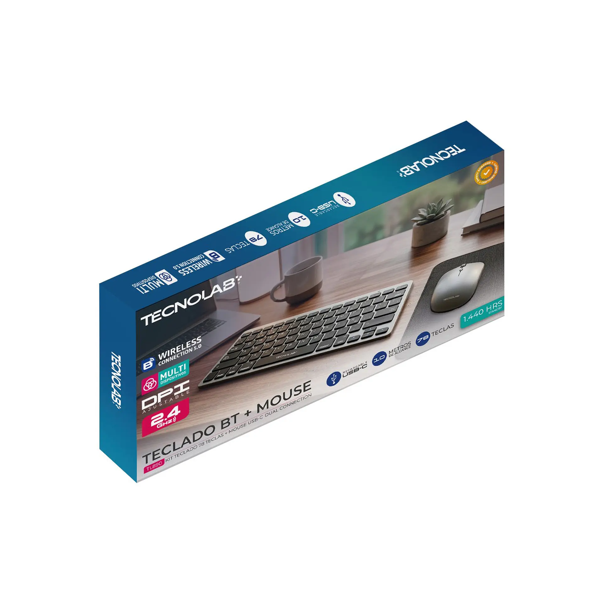 Kit Combo Teclado + Mouse Inalámbrico TecnoLab TL890 1