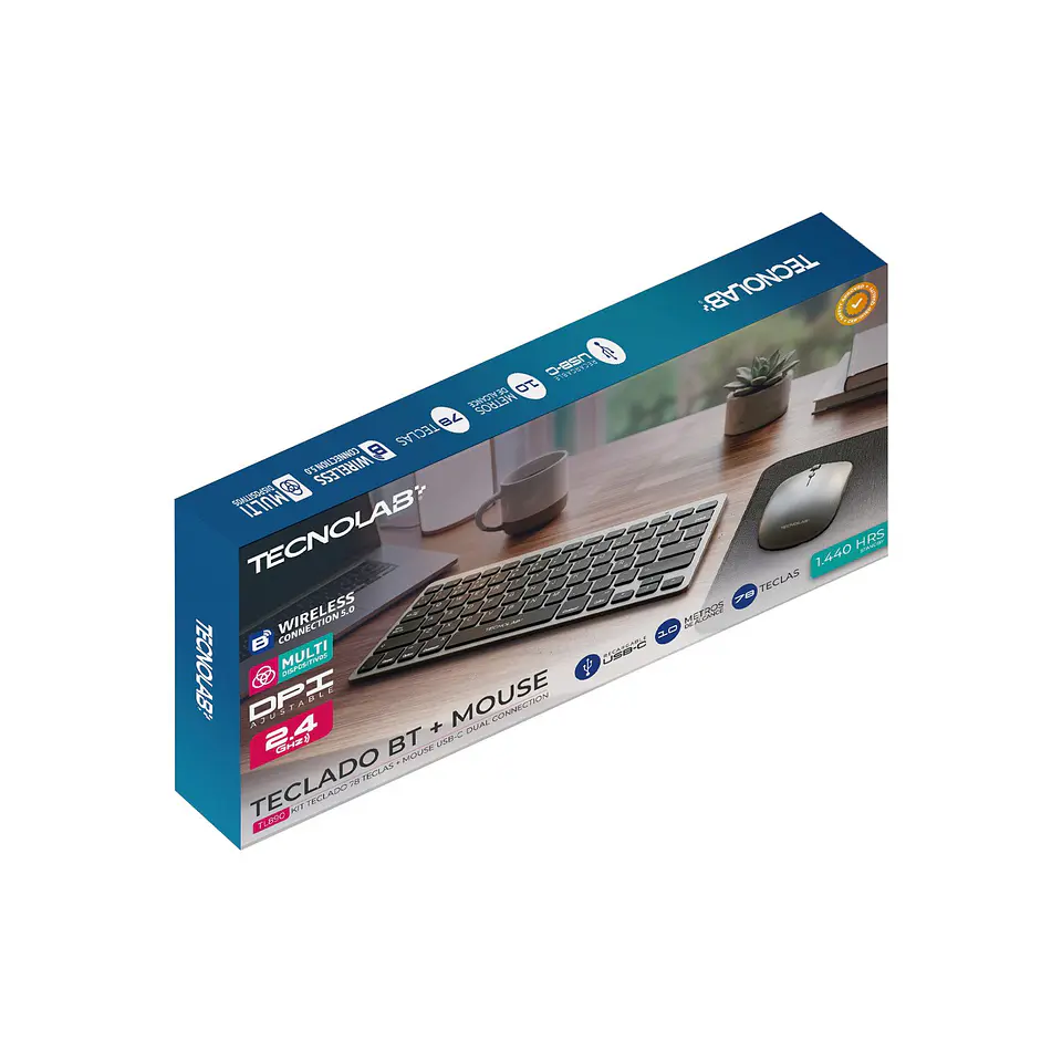 Kit Combo Teclado + Mouse Inalámbrico TecnoLab TL890 1