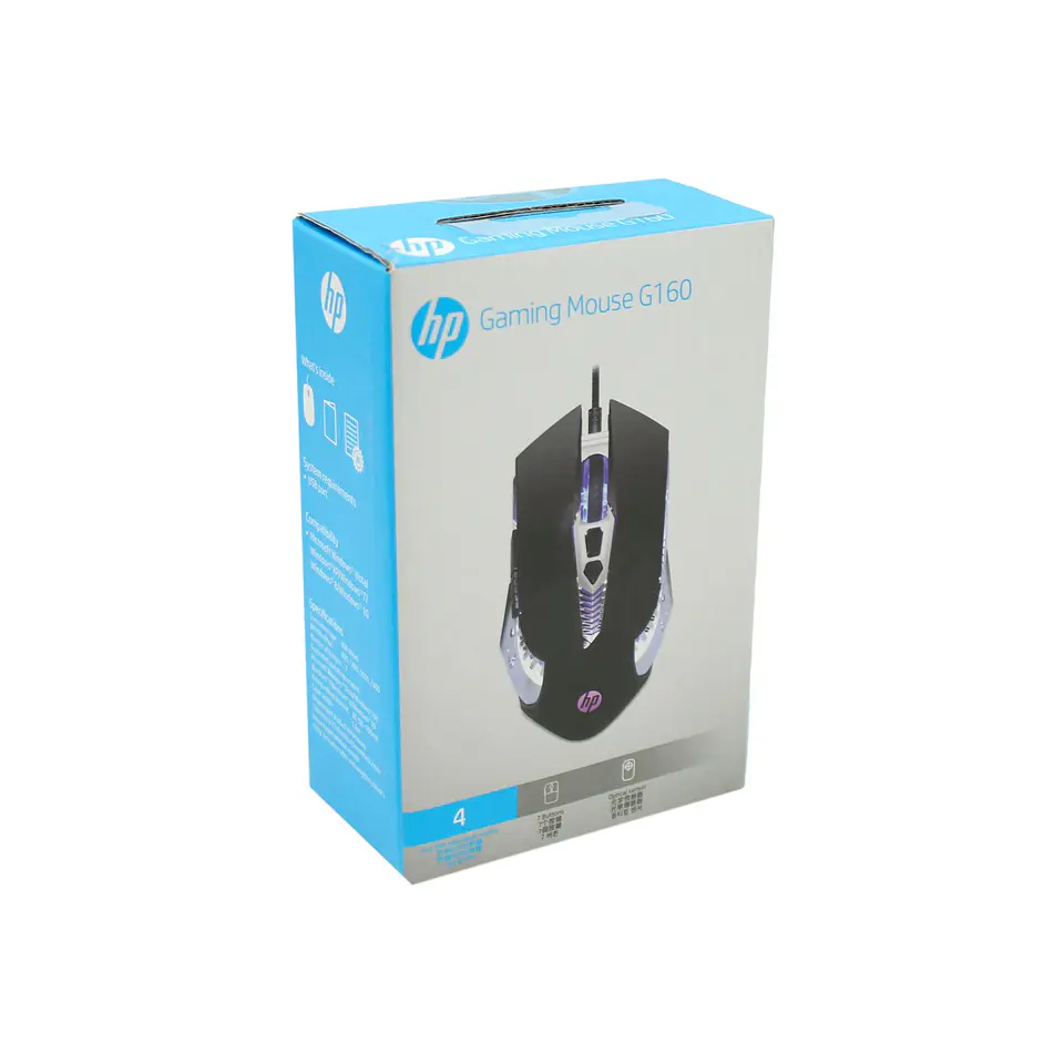 Mouse G160 ergonómico USB Black HP 09-HPG160 3