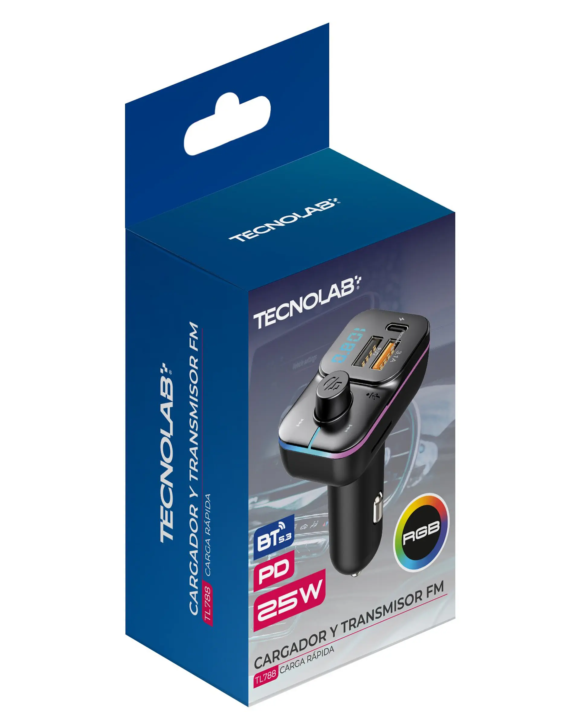 Cargador de Auto Carga Rápida con Transmisor TecnoLab TL788 1
