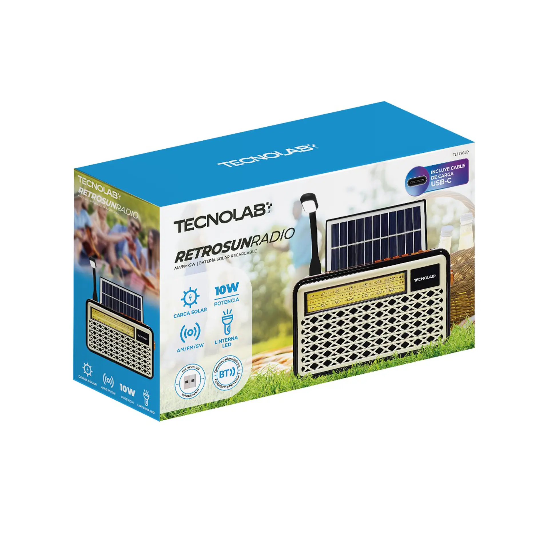 Radio portátil y parlante TecnoLab 03-TL865GLD 1