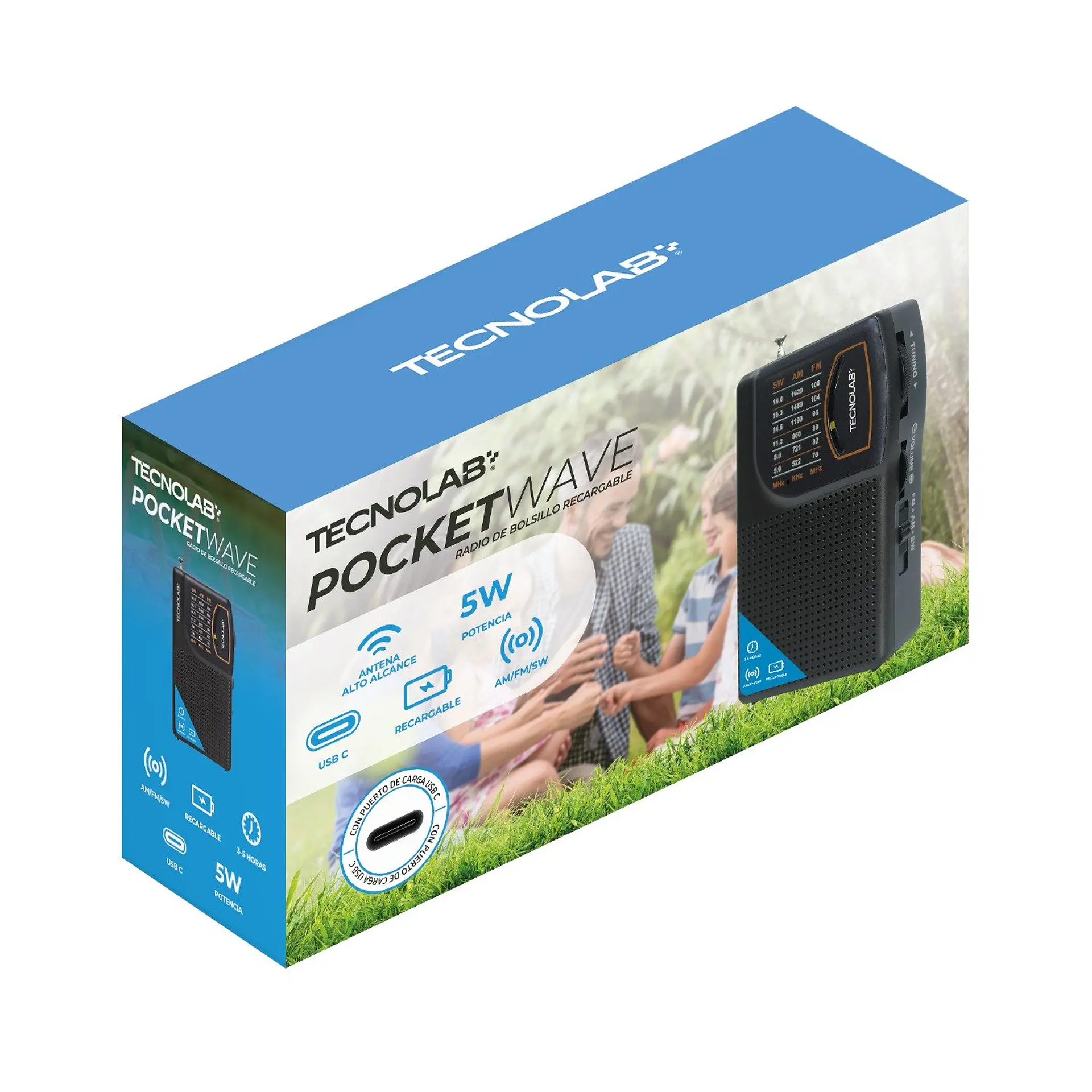 Radio portátil de bolsillo recargable TecnoLab 03-TL867 1