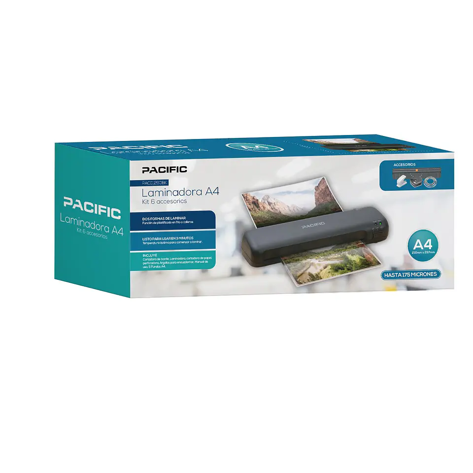 Plastificadora / Laminadora Térmica A4 Pacific 12-PAC01290BK 1