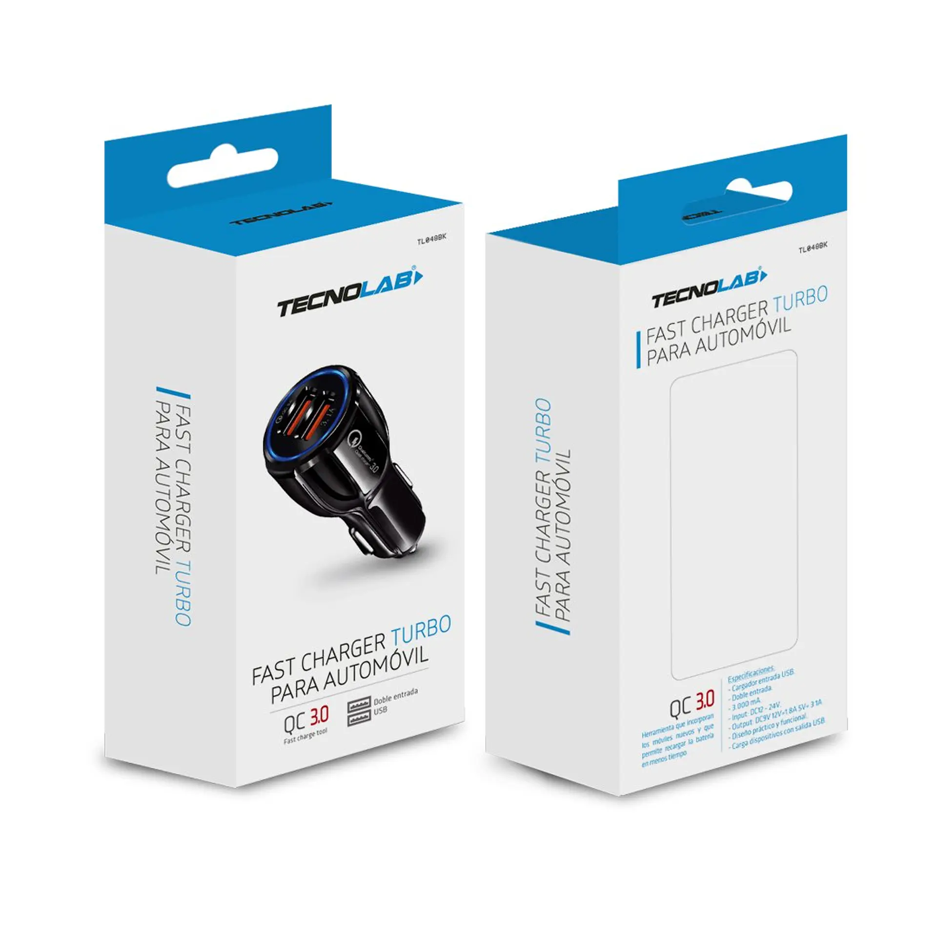 Cargador auto USB QC 3.0 TecnoLab 03-TL048BK 3
