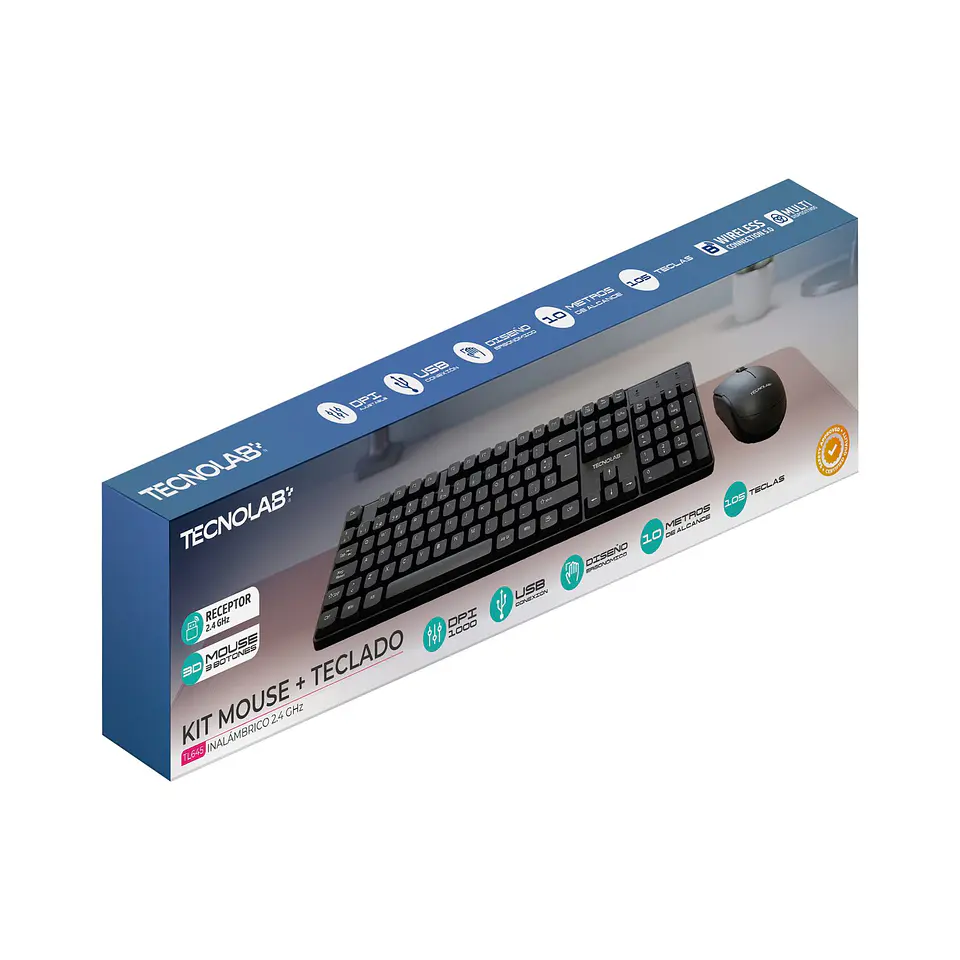 Kit teclado y mouse inalámbrico TecnoLab TL645 1