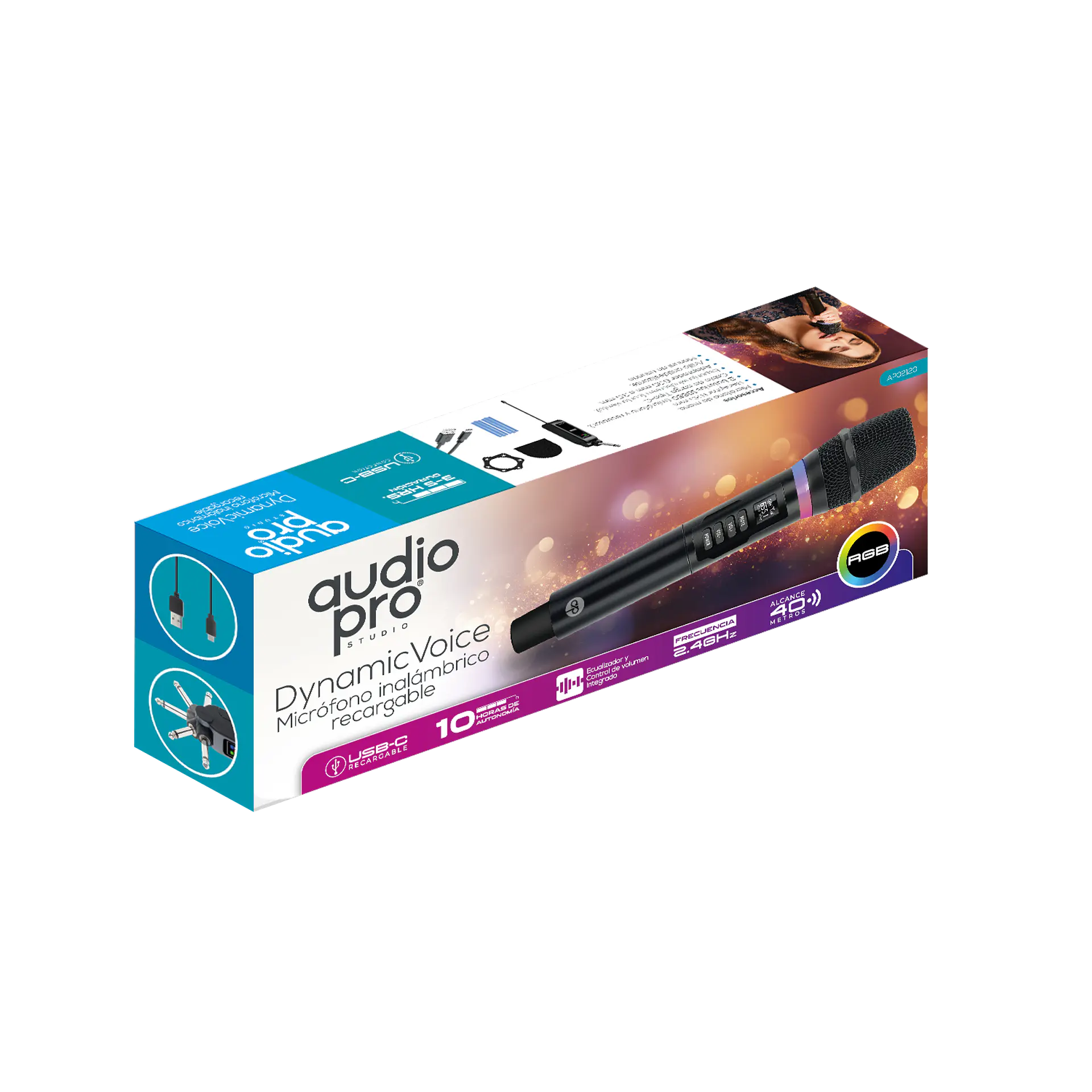Micrófono Inalámbrico de Mano Recargable AudioPro 03-AP02120 1