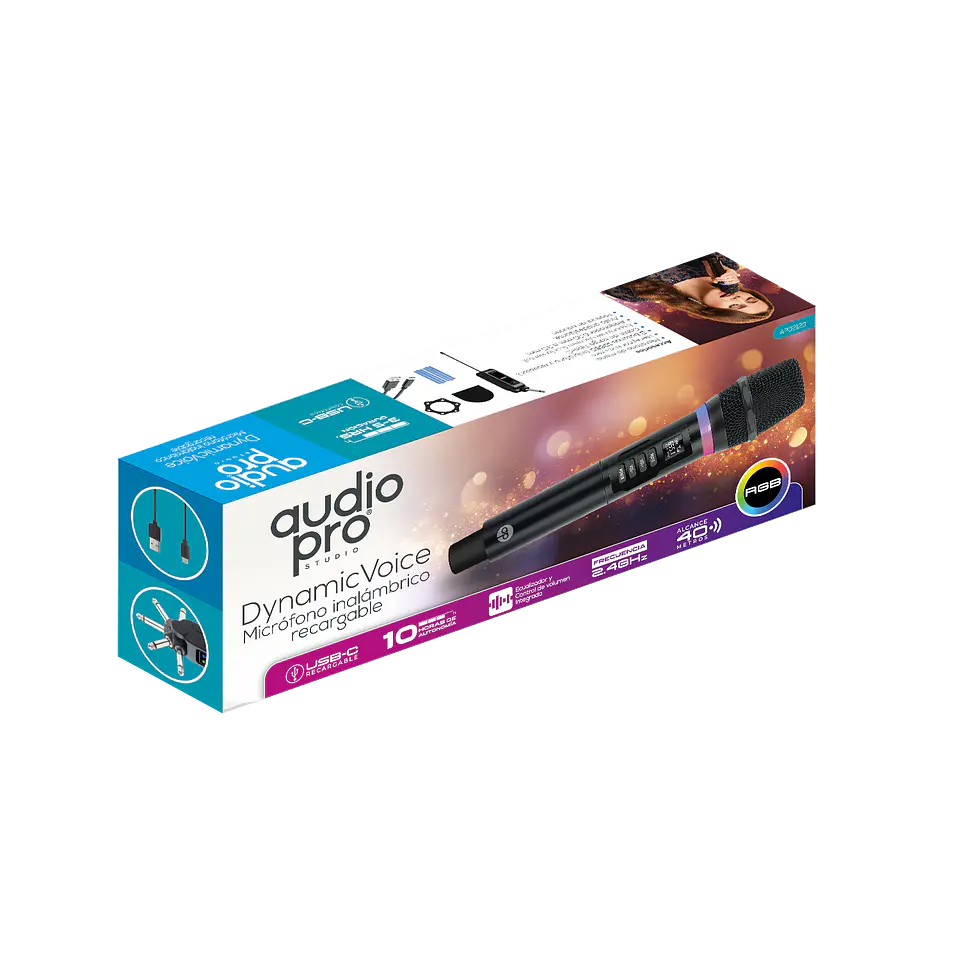 Micrófono Inalámbrico de Mano Recargable AudioPro 03-AP02120 1