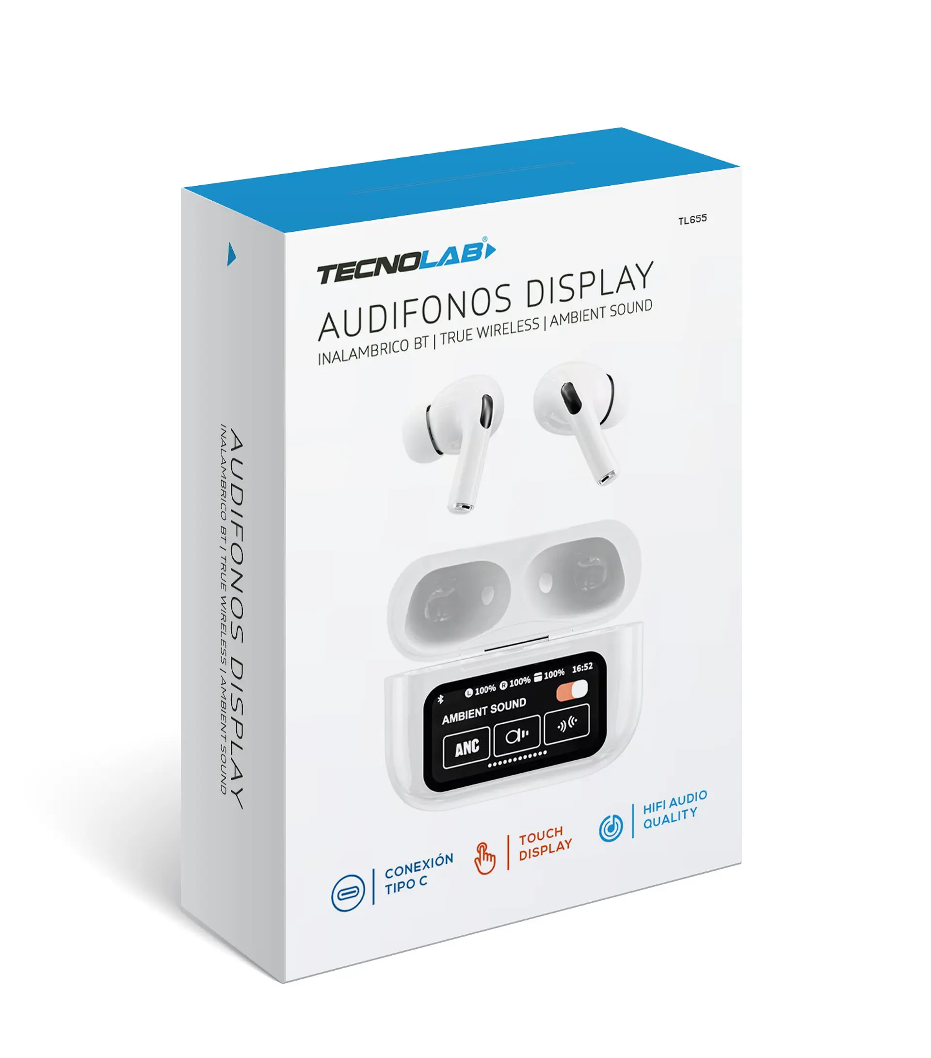 Audífono touch, BT, tipo C 10 m alcance TecnoLab 03-TL655 3