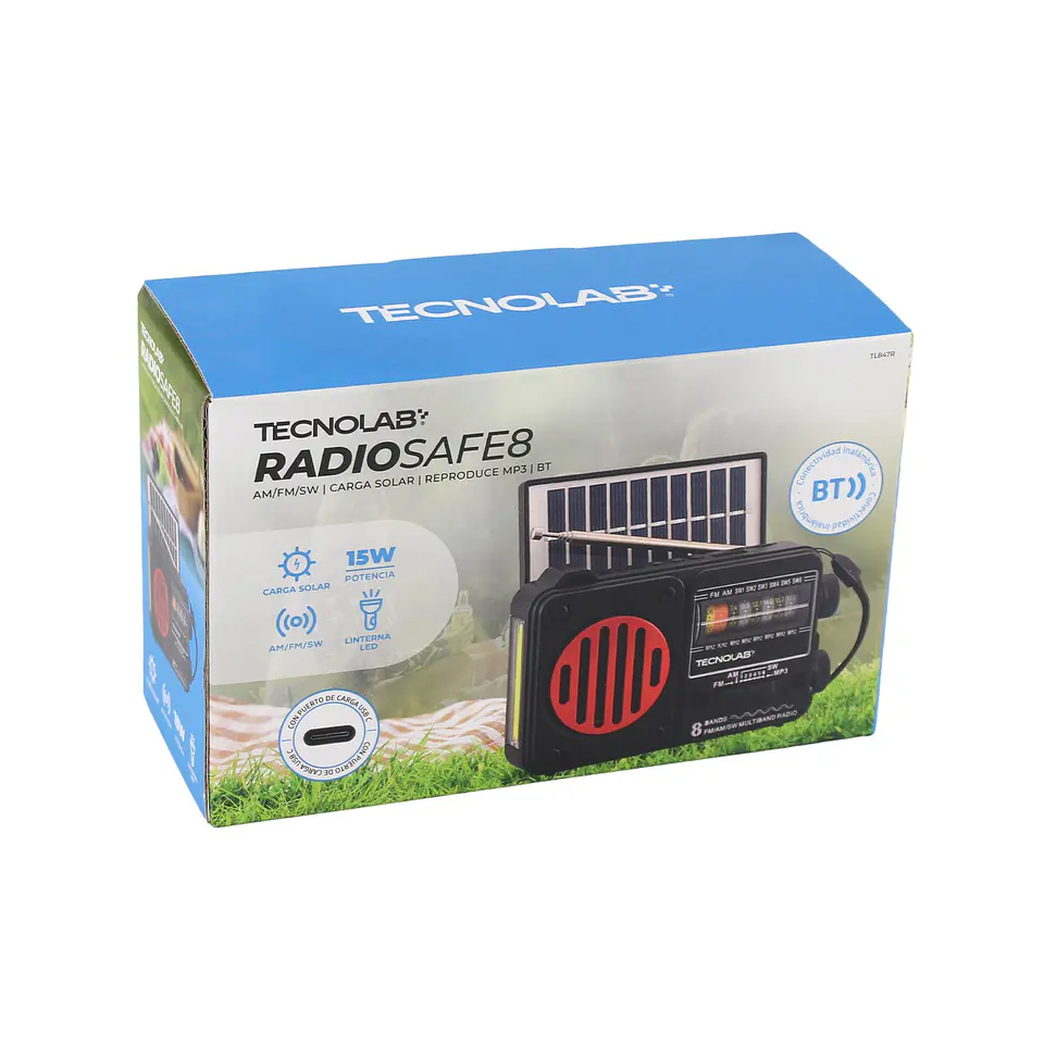 Radio solar portátil con interfaz tipo c TecnoLab 03-TL847R 1