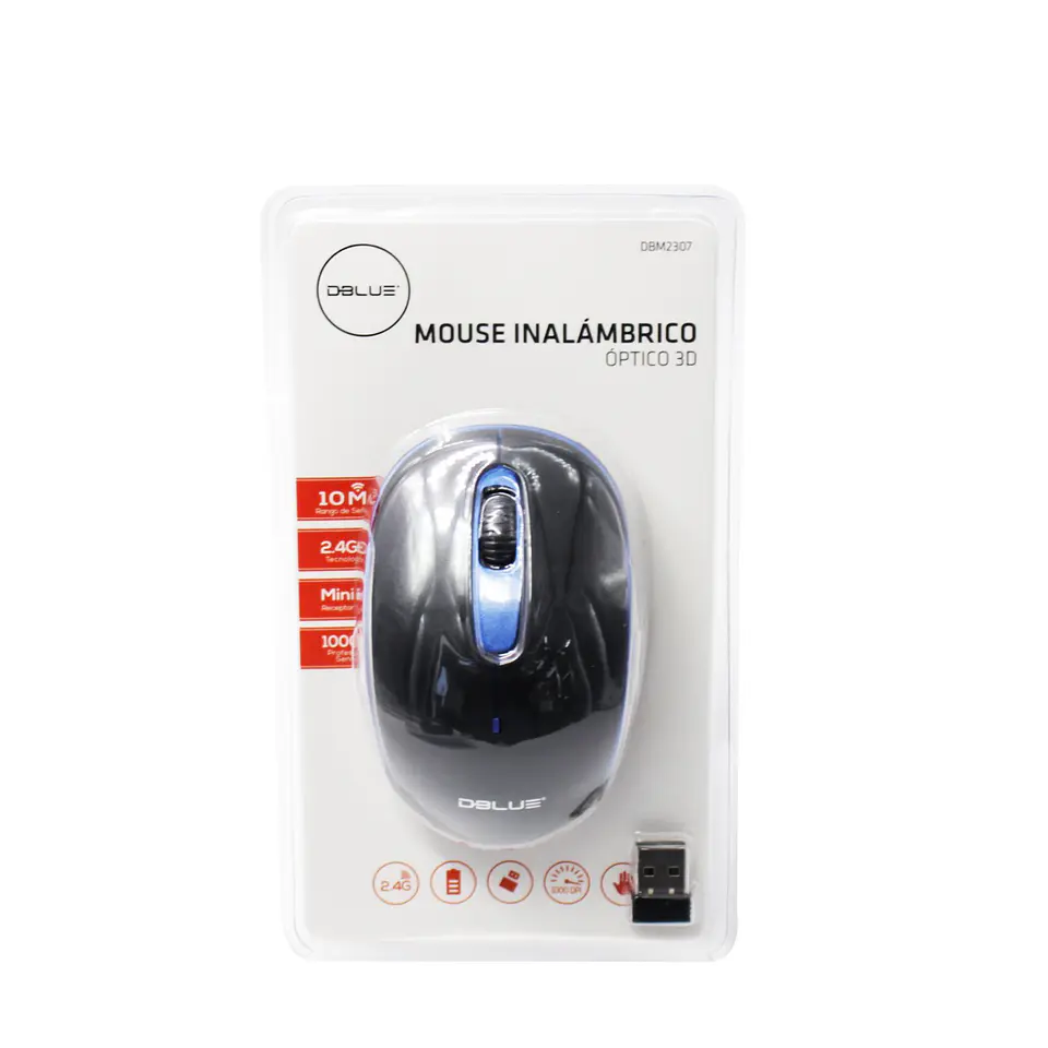 Mouse Inalámbrico Óptico 3D , 2.4 GHZ DBlue 03-DBM2307BL 4