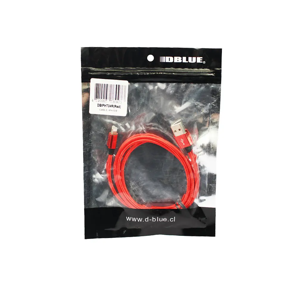 Cable USB a Lightning, trenzado, 1 mts. DBlue 03-DBIPHT34R 2