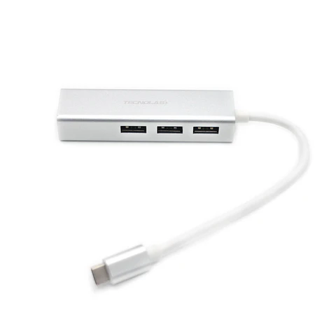Hub tipo C a Ethernet, 3 entradas USB 3.0 TecnoLab 03-TL069