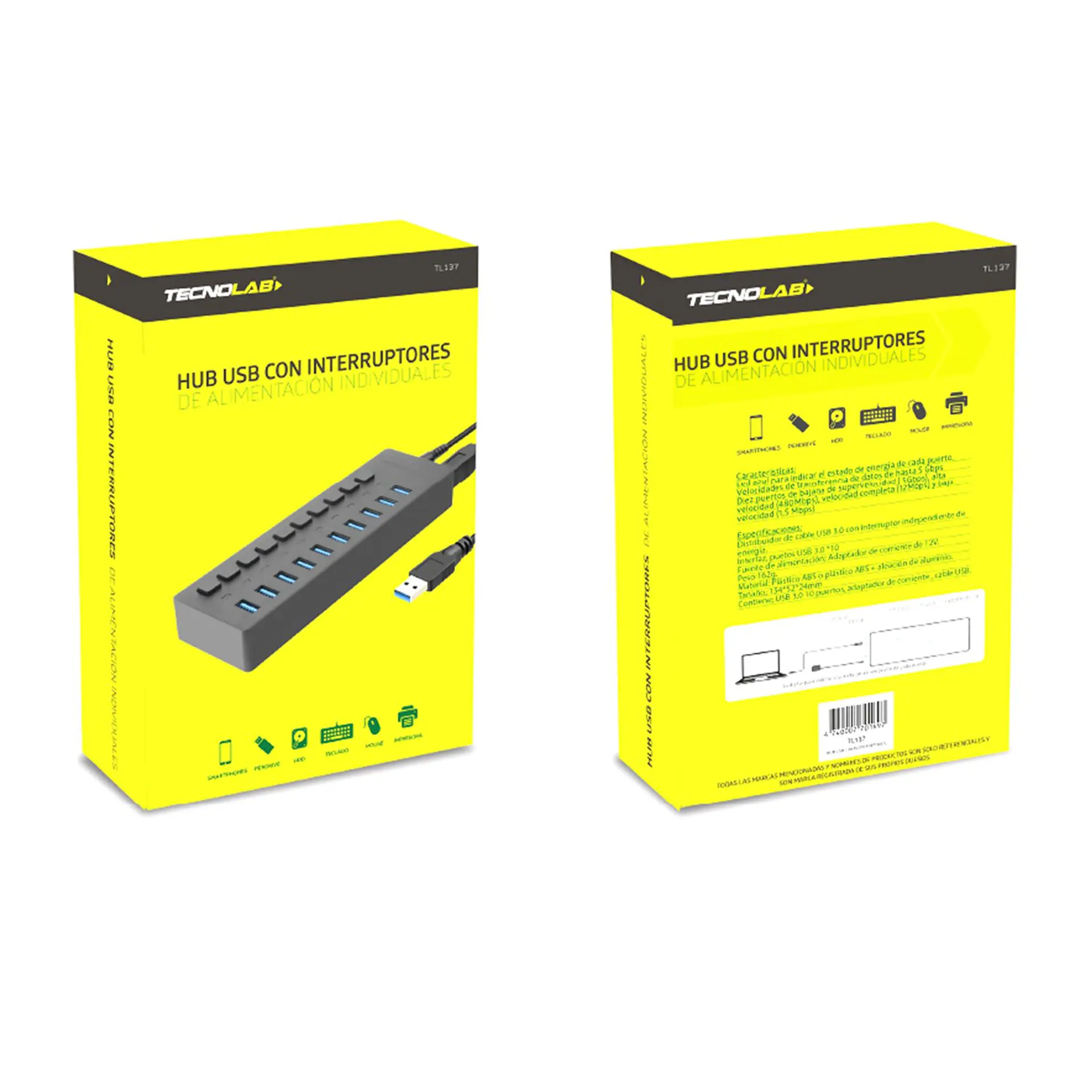 Hub USB 3.0 10 puertos 12V TecnoLab 03-TL137 3