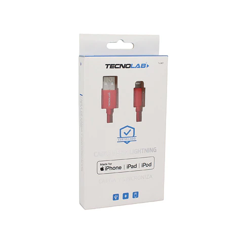 Cable USB a Lightning rojo TecnoLab 03-TL307R