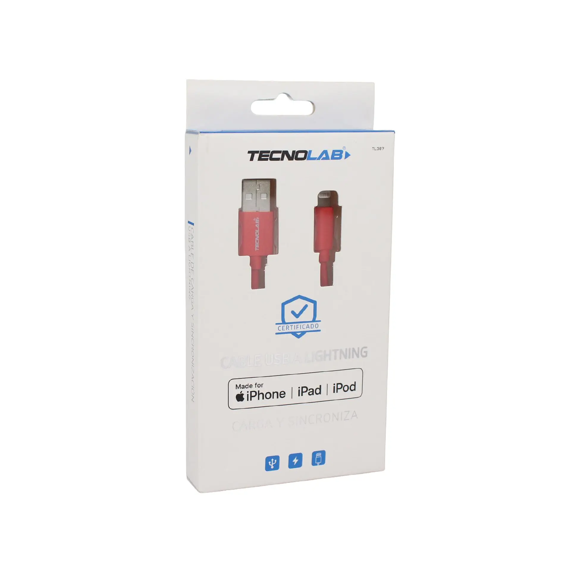 Cable USB a Lightning rojo TecnoLab 03-TL307R 1