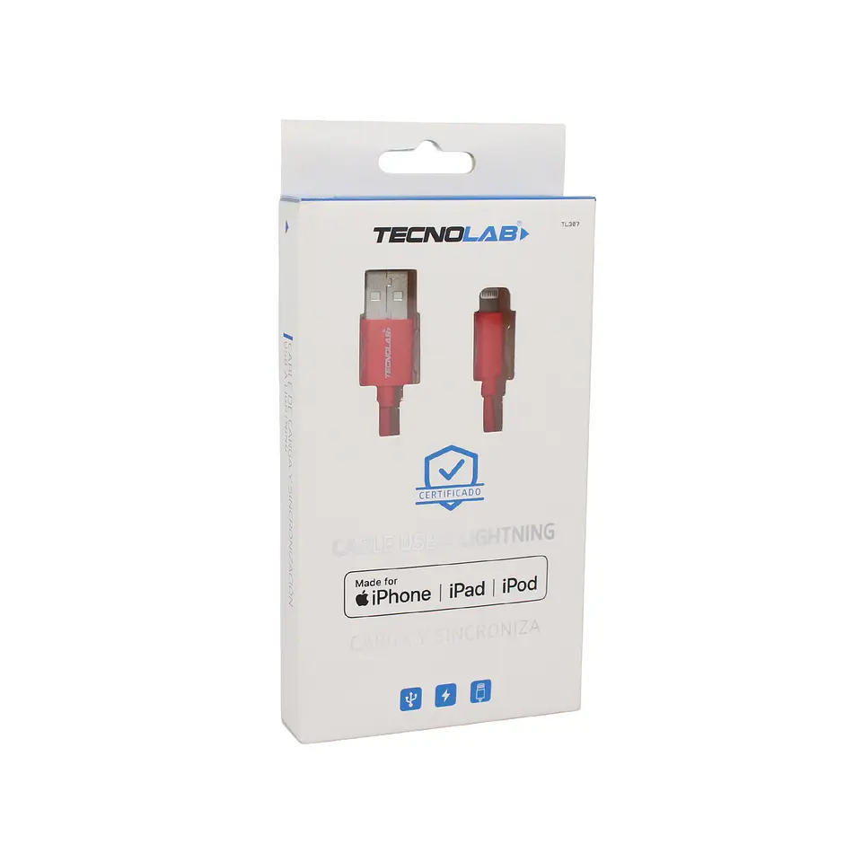 Cable USB a Lightning rojo TecnoLab 03-TL307R 1