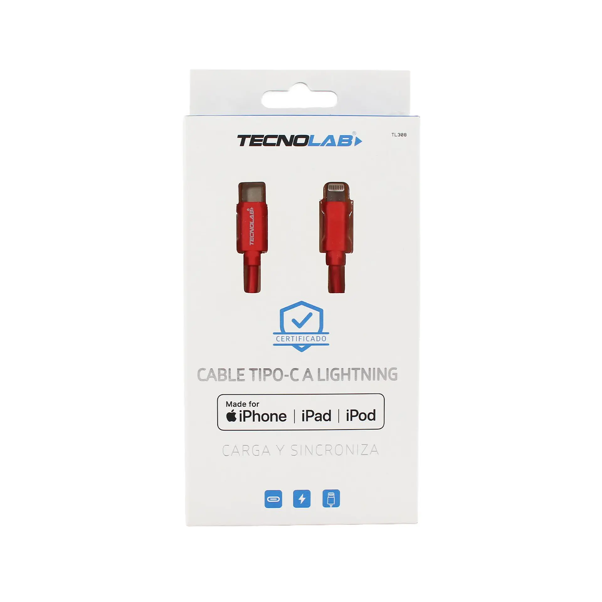 Cable Tipo C a Lightning rojo TecnoLab 03-TL308R 3