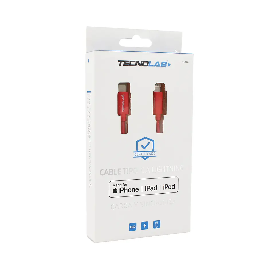 Cable Tipo C a Lightning rojo TecnoLab 03-TL308R 4
