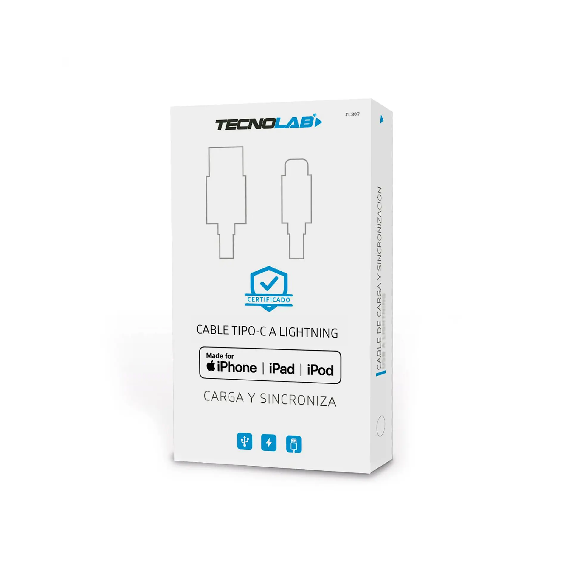 Cable de IPhone/IPad c a lightning White TecnoLab 03-TL308W 2