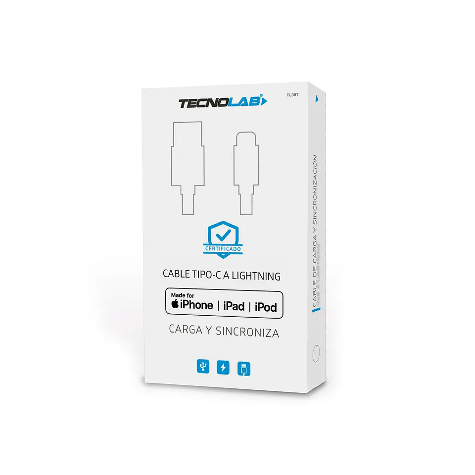 Cable de IPhone/IPad c a lightning White TecnoLab 03-TL308W 2