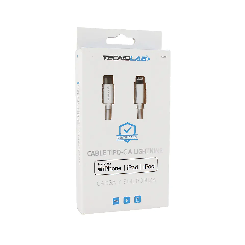 Cable de IPhone/IPad c a lightning White TecnoLab 03-TL308W 5