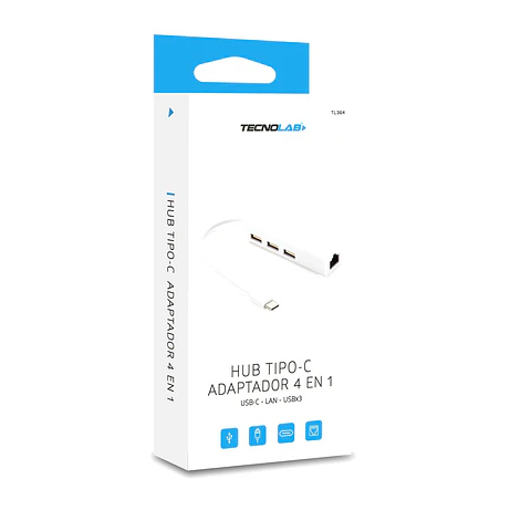 Hub tipo C 4 en 1, USB 2.0 a 480MBPS TecnoLab 03-TL370