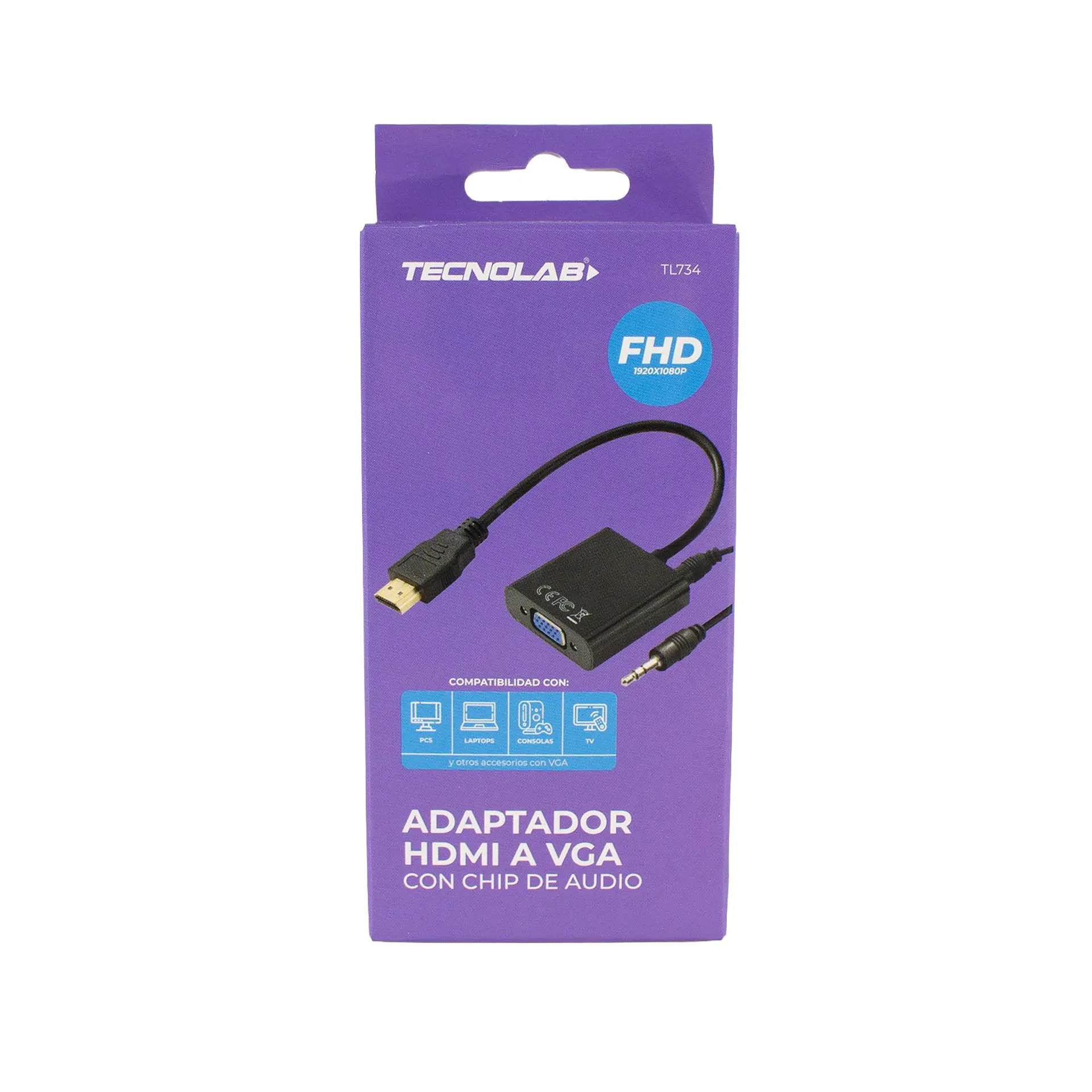 Adaptador HDMI a VGA con chip de audio TecnoLab 03-TL734 1