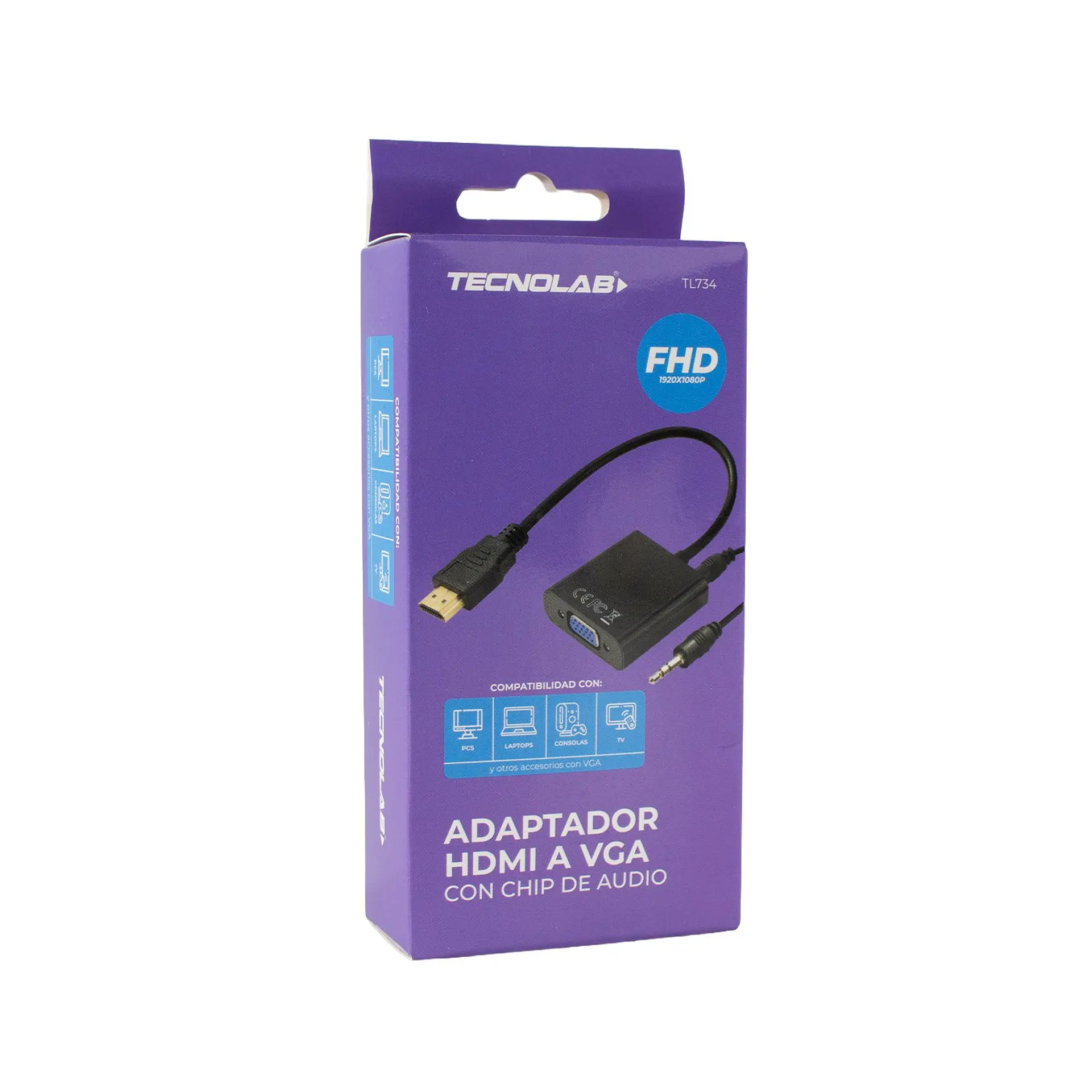 Adaptador HDMI a VGA con chip de audio TecnoLab 03-TL734 2