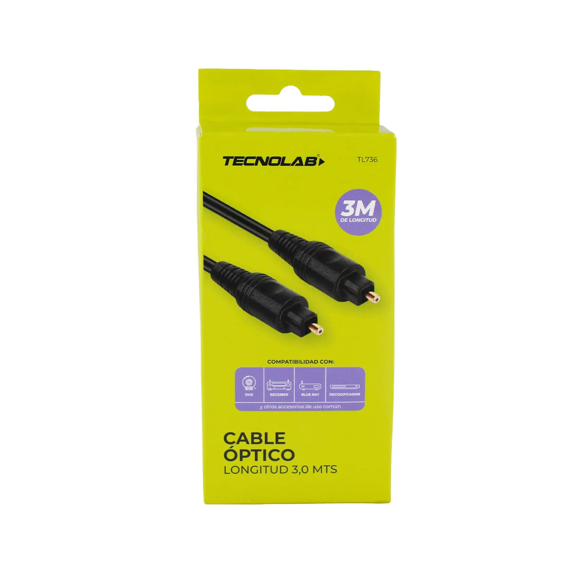 Cable Óptico tipo macho , 3 mts. color BK TecnoLab 03-TL736 2