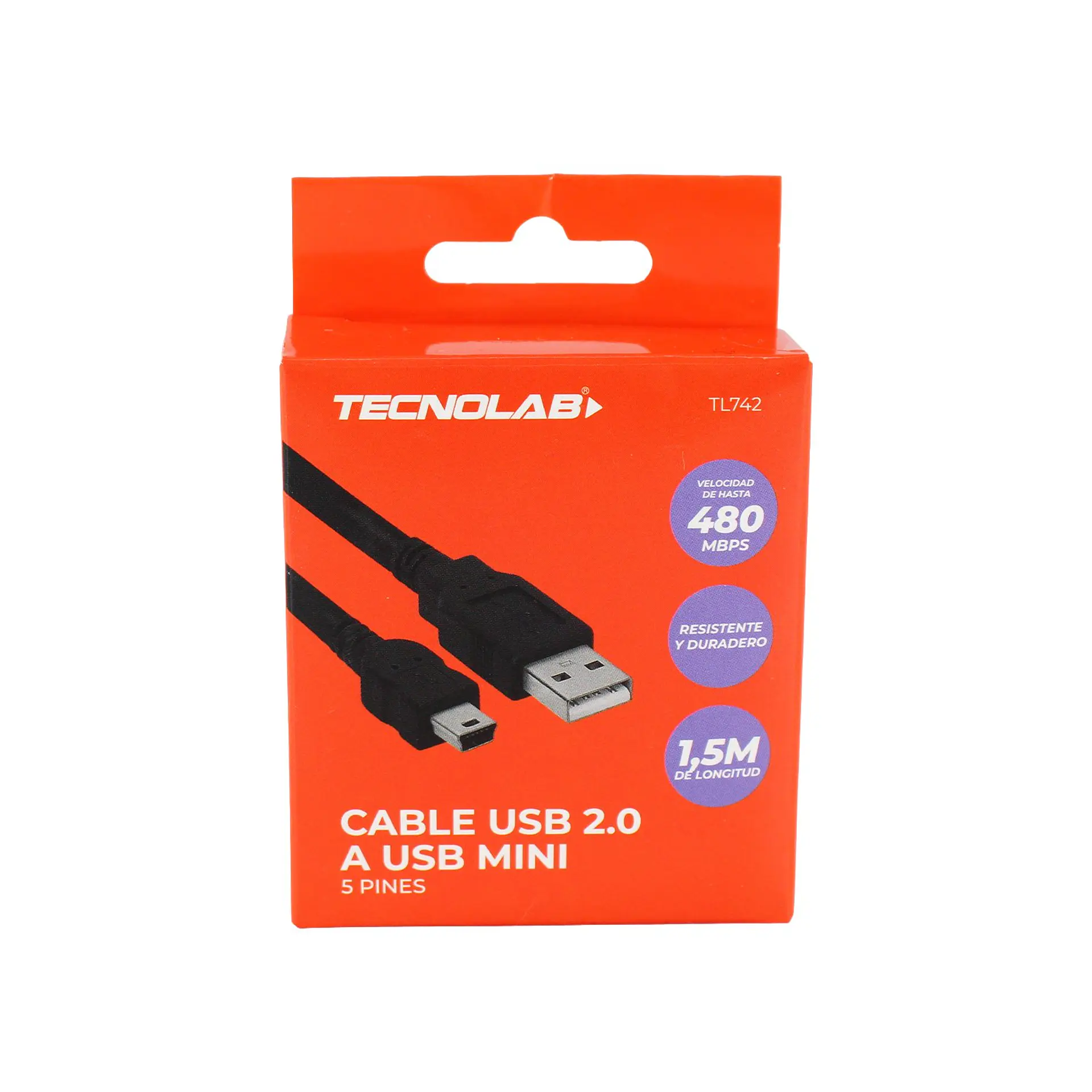 Cable USB 2.0 a USB mini, 1.5m TecnoLab 03-TL742 1