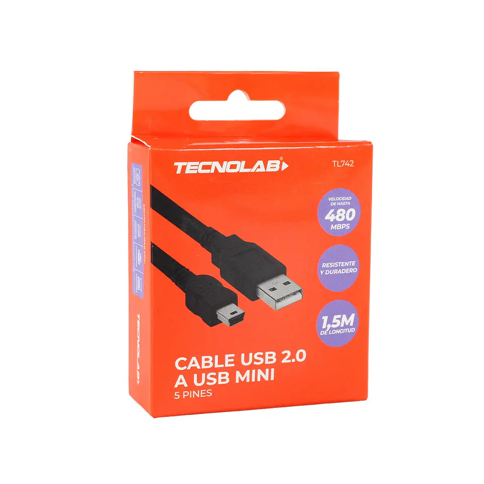 Cable USB 2.0 a USB mini, 1.5m TecnoLab 03-TL742 2