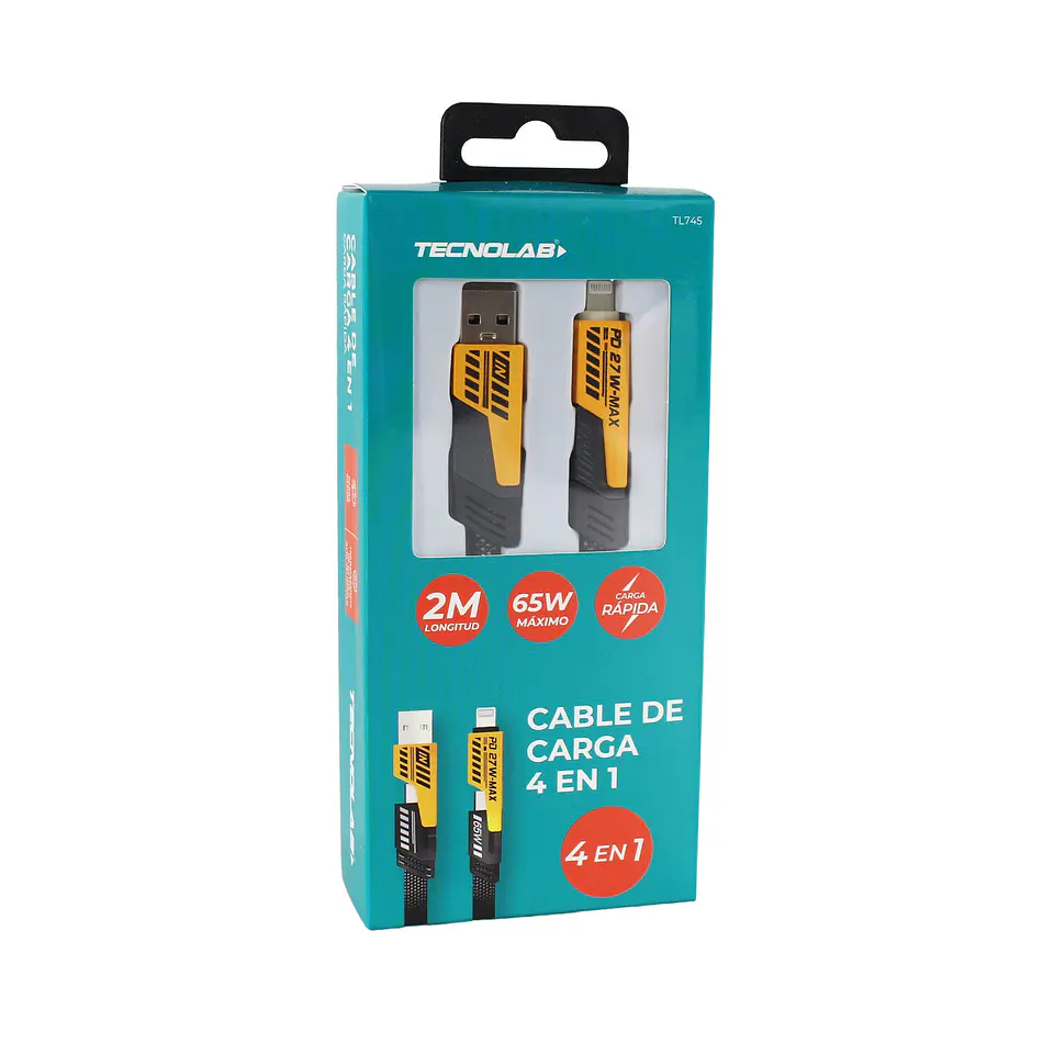 Cable de carga 4 en 1 2 m 65W TecnoLab TL745 2