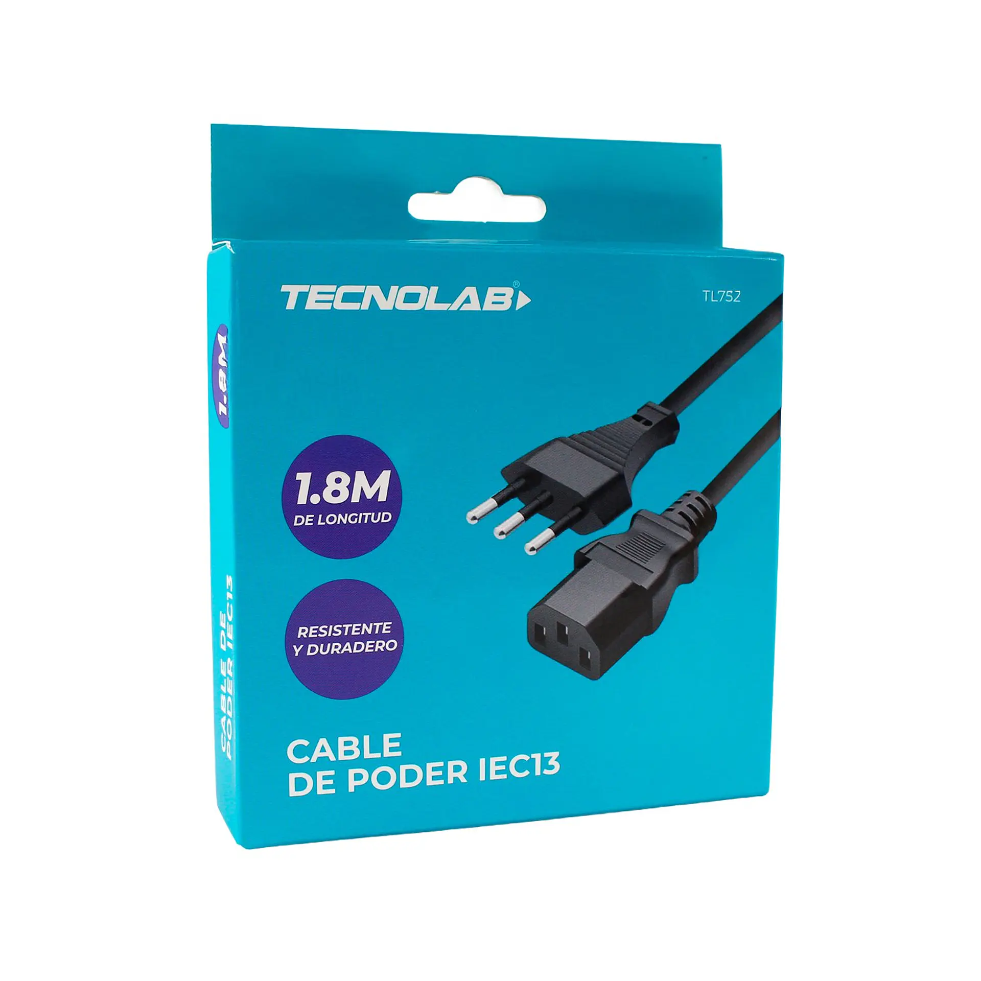 Cable de poder IEC13 1,8 m TecnoLab TL752 1
