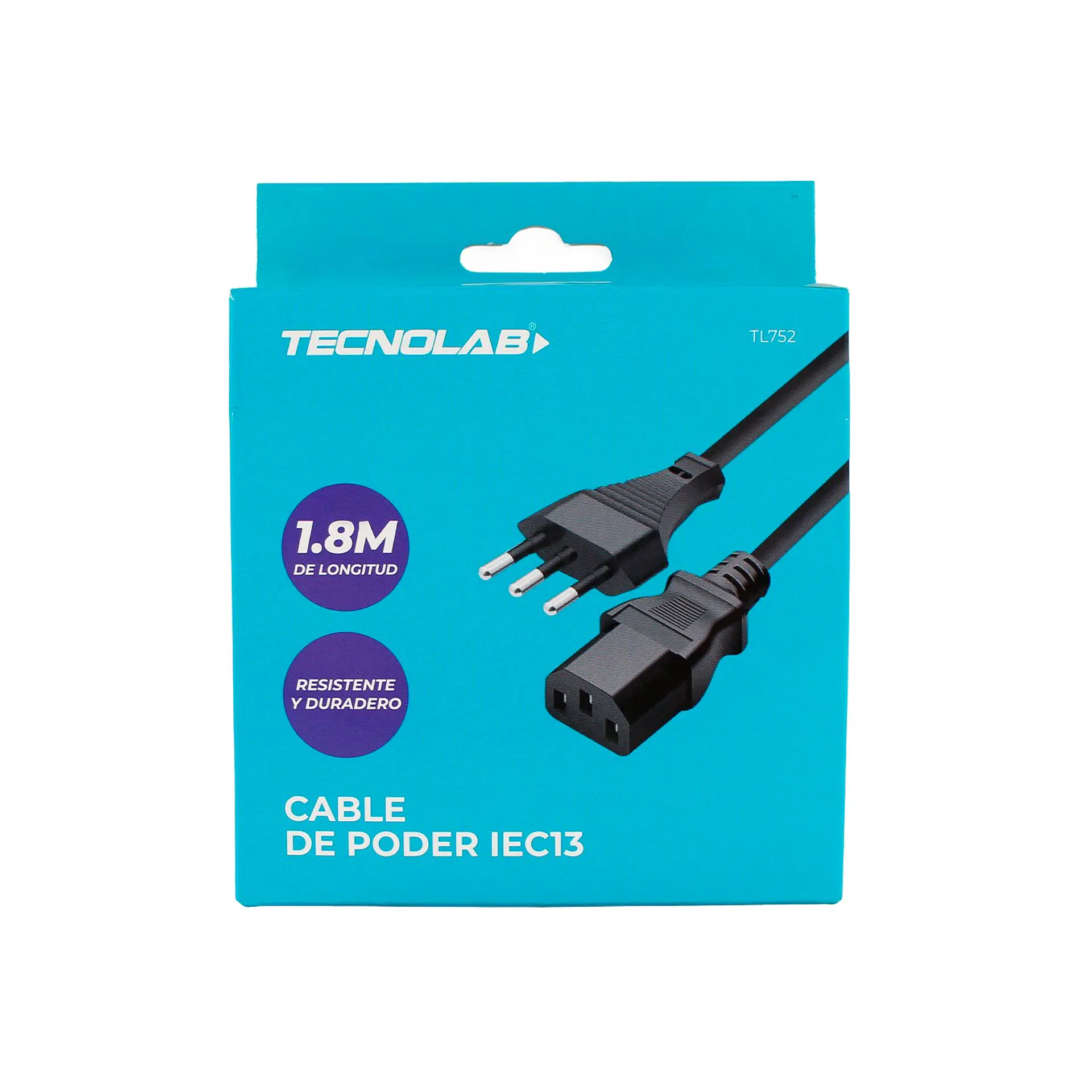 Cable de poder IEC13 1,8 m TecnoLab TL752 2
