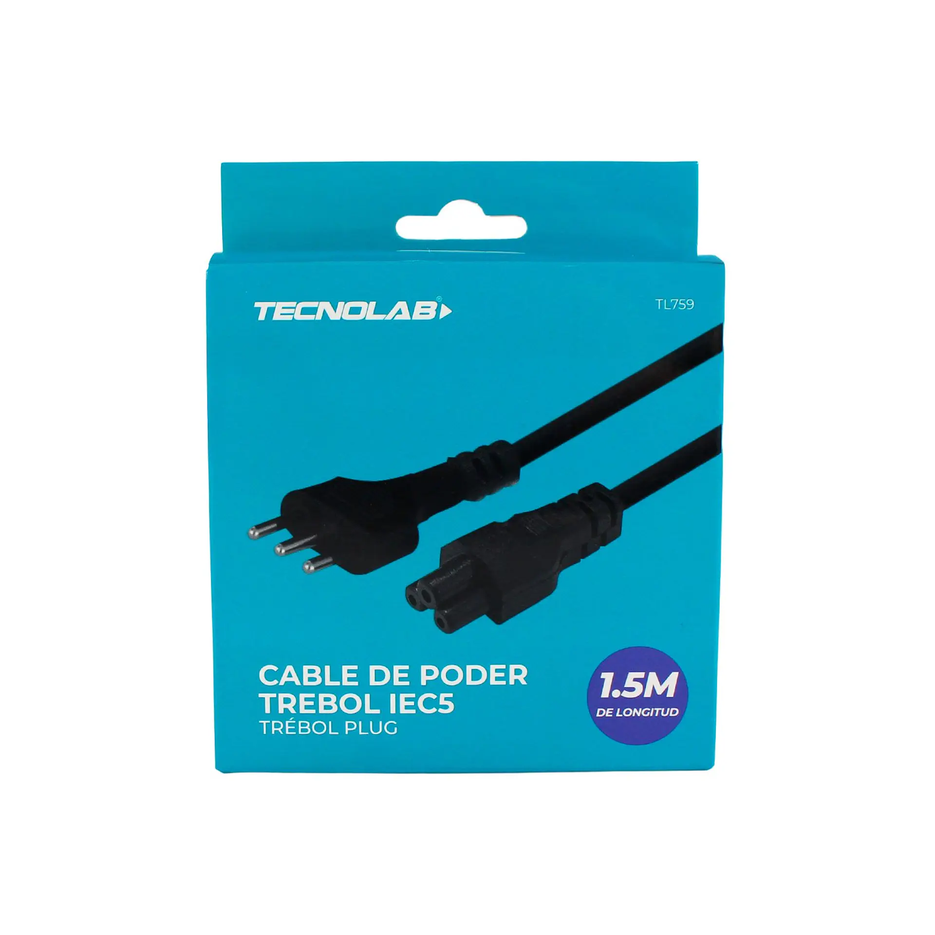 Cable de poder trébol IEC5 1,5 m TecnoLab TL759 1