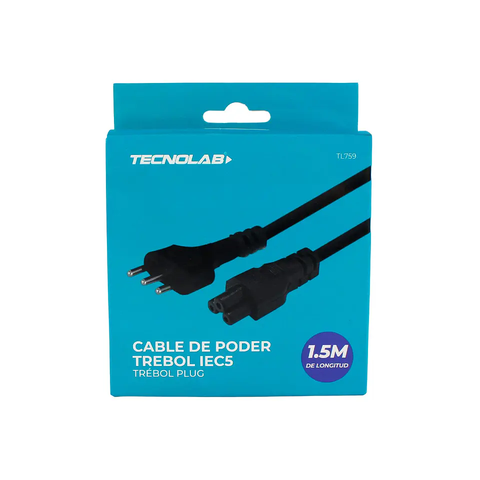 Cable de poder trébol IEC5 1,5 m TecnoLab TL759 1