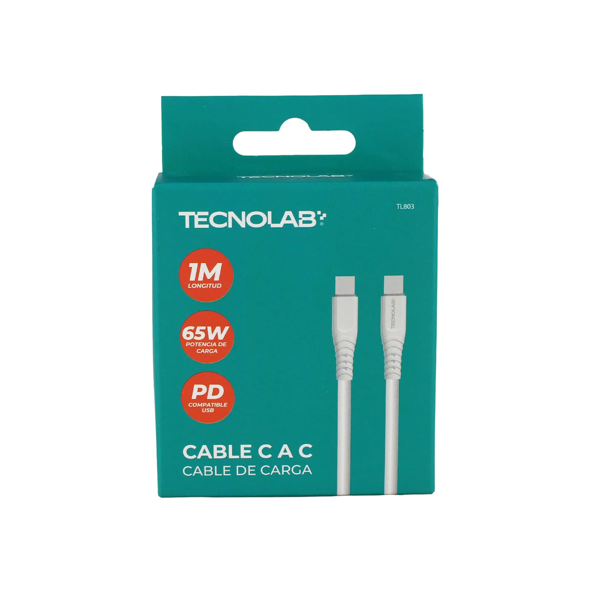 Cable USB-C a USB-C 65W 1 m blanco TecnoLab TL803 1