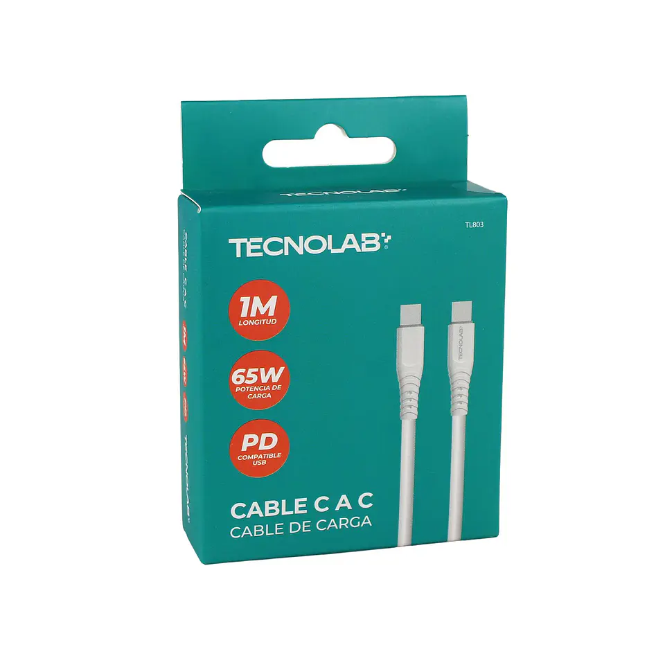 Cable USB-C a USB-C 65W 1 m blanco TecnoLab TL803 2