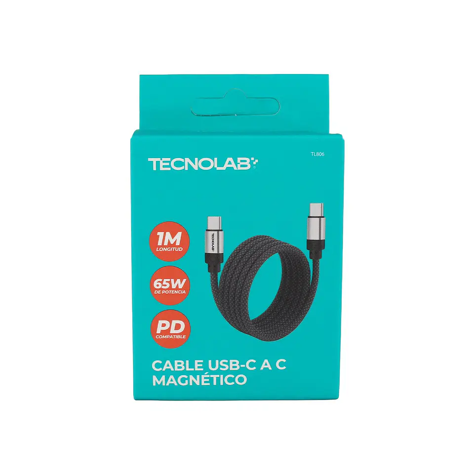 Cable USB-C magnético 65W 1 m negro TecnoLab TL806 1