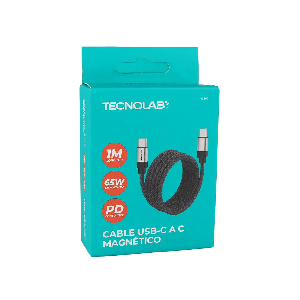 Cable USB-C magnético 65W 1 m negro TecnoLab TL806 2