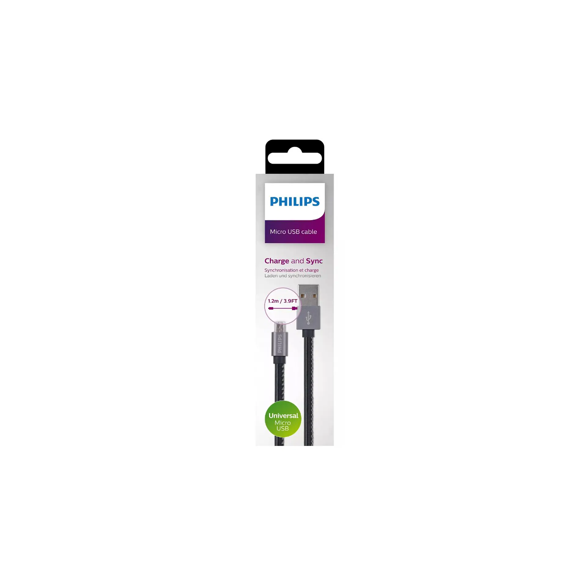 Cable plano USB-A a Micro USB 1,2 m Philips 09-DLC2518F 4