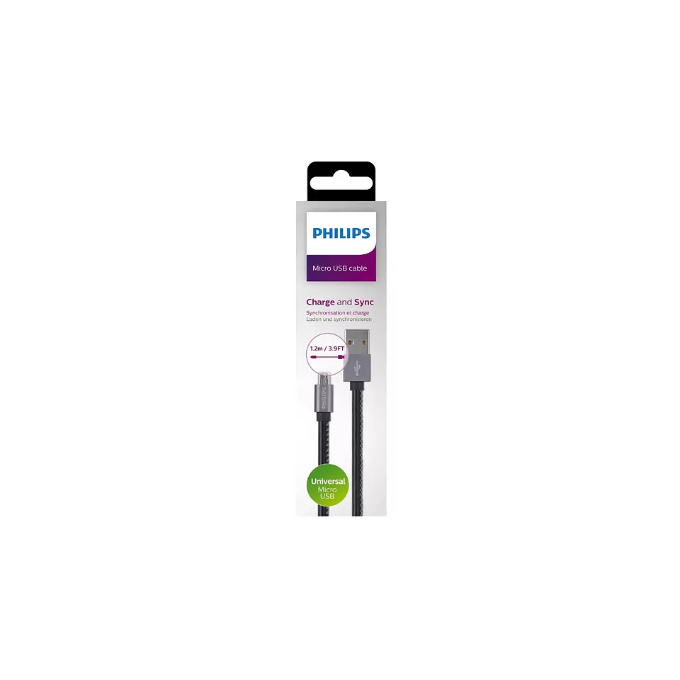 Cable plano USB-A a Micro USB 1,2 m Philips 09-DLC2518F 4