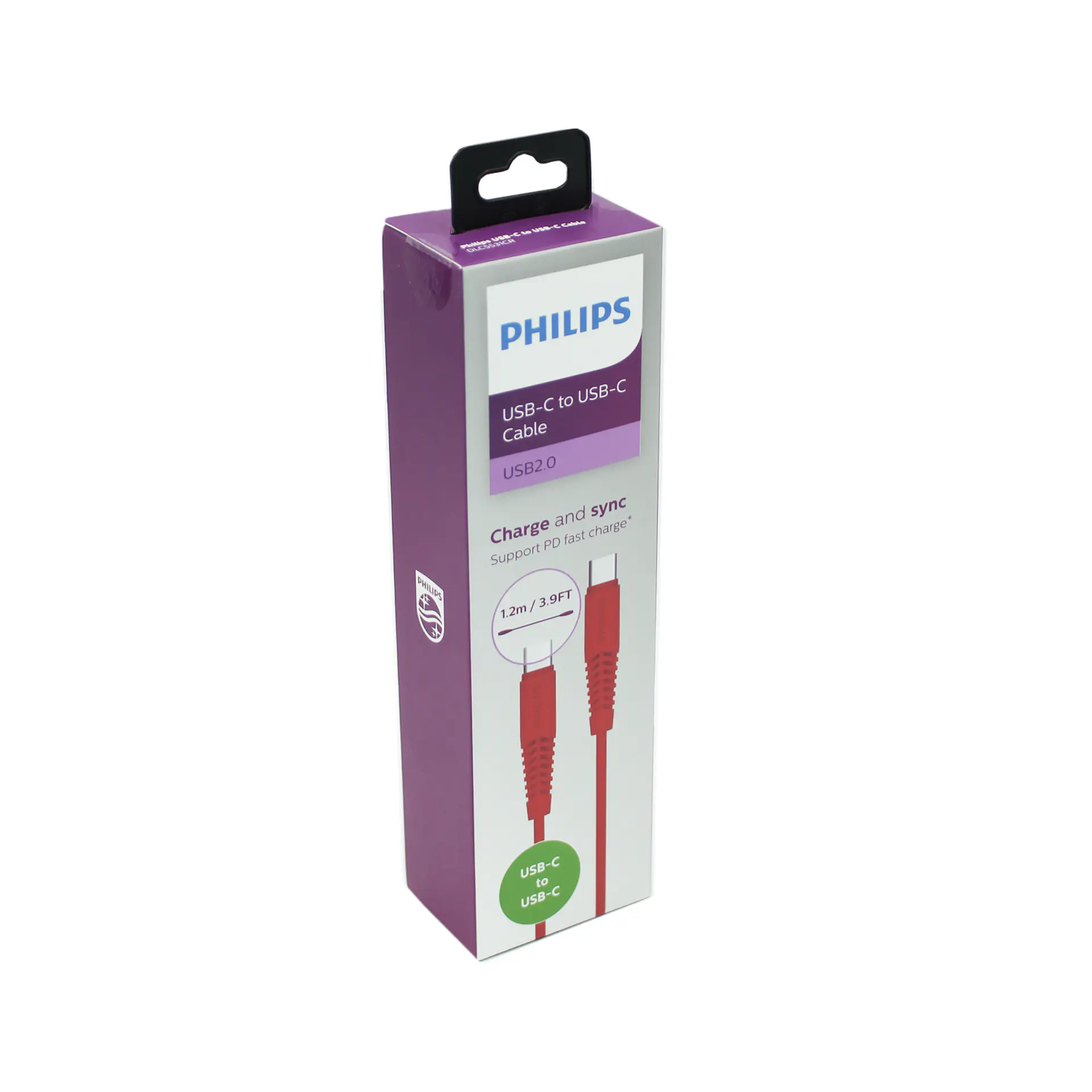 Cable USB-C a USB-C rojo 1,2 m Philips DLC5531CR 2