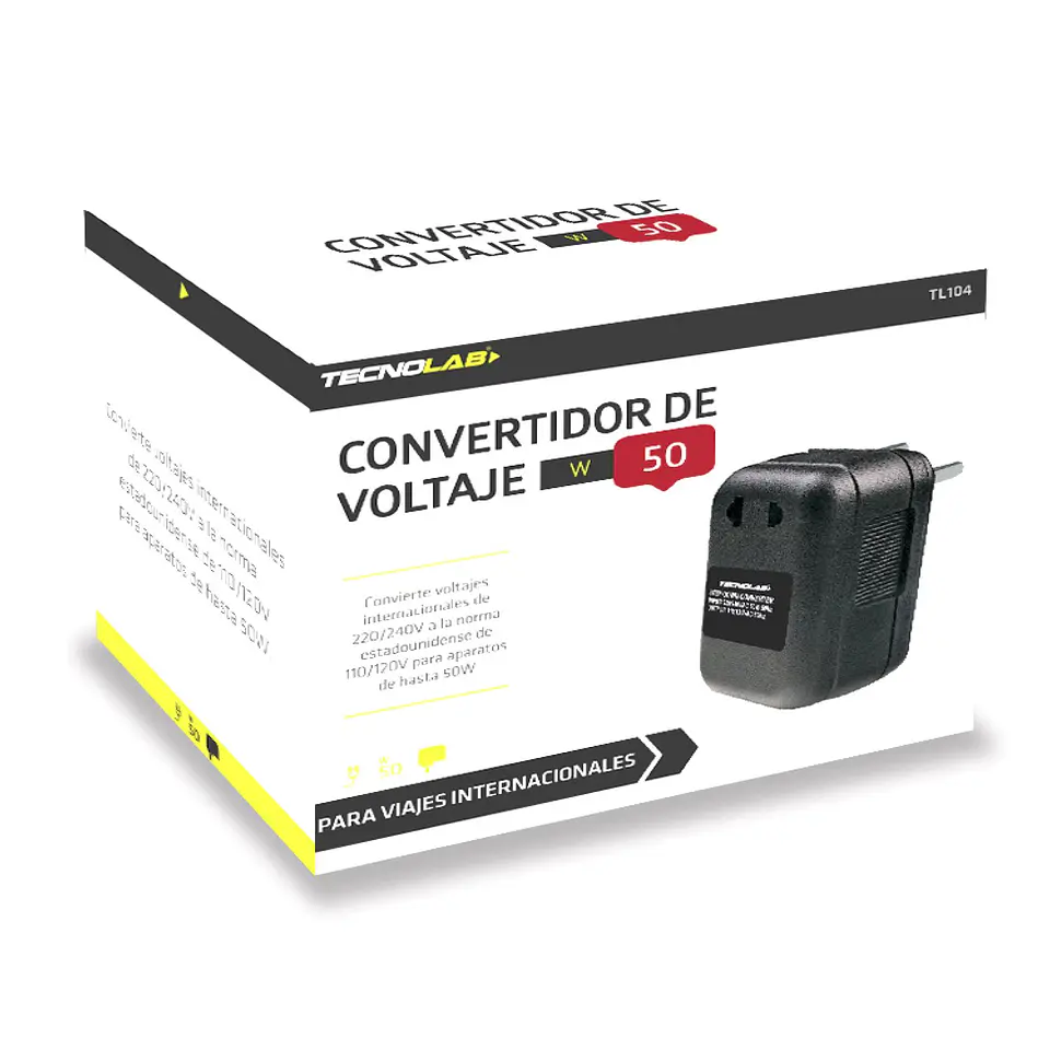 Convertidor de voltaje TecnoLab TL104 50W 220V a 110V 2